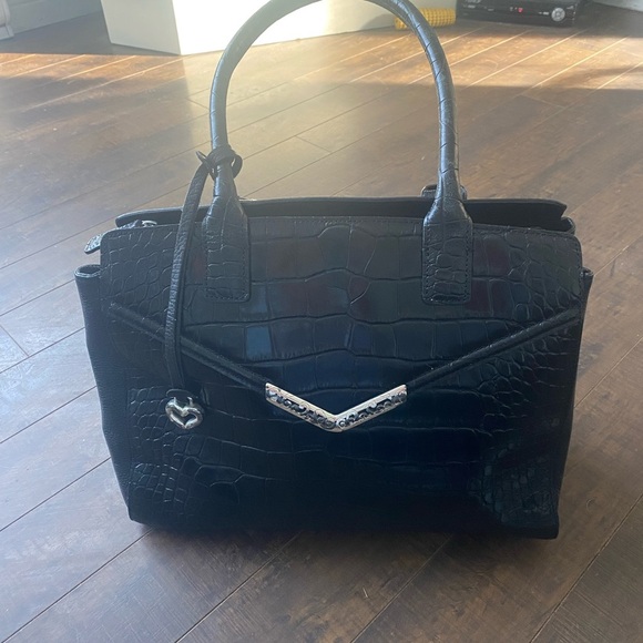 Brighton  Black Crocodile-Embossed shoulder Handbag - Picture 11 of 16